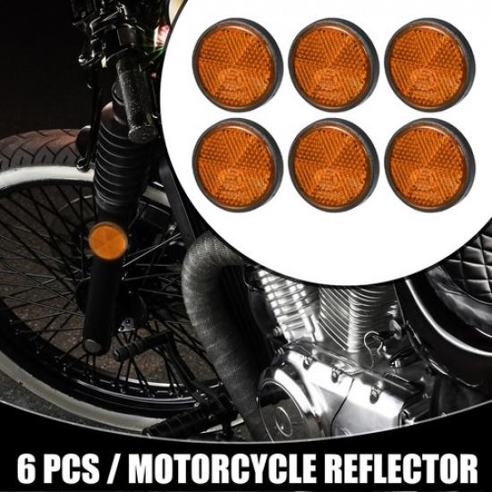 6pcs 1.73 x0.31  Universal Reflector Round Motorcycle Bike Reflector Orange