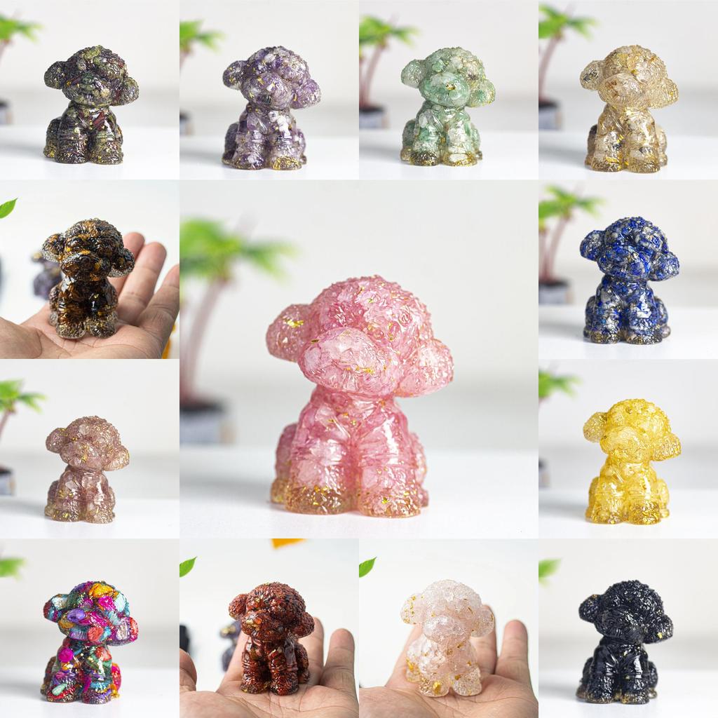 Figurine Chien Teddy Art Résine Décoration Cristal Pour Cadeau Et Décoration Intérieure