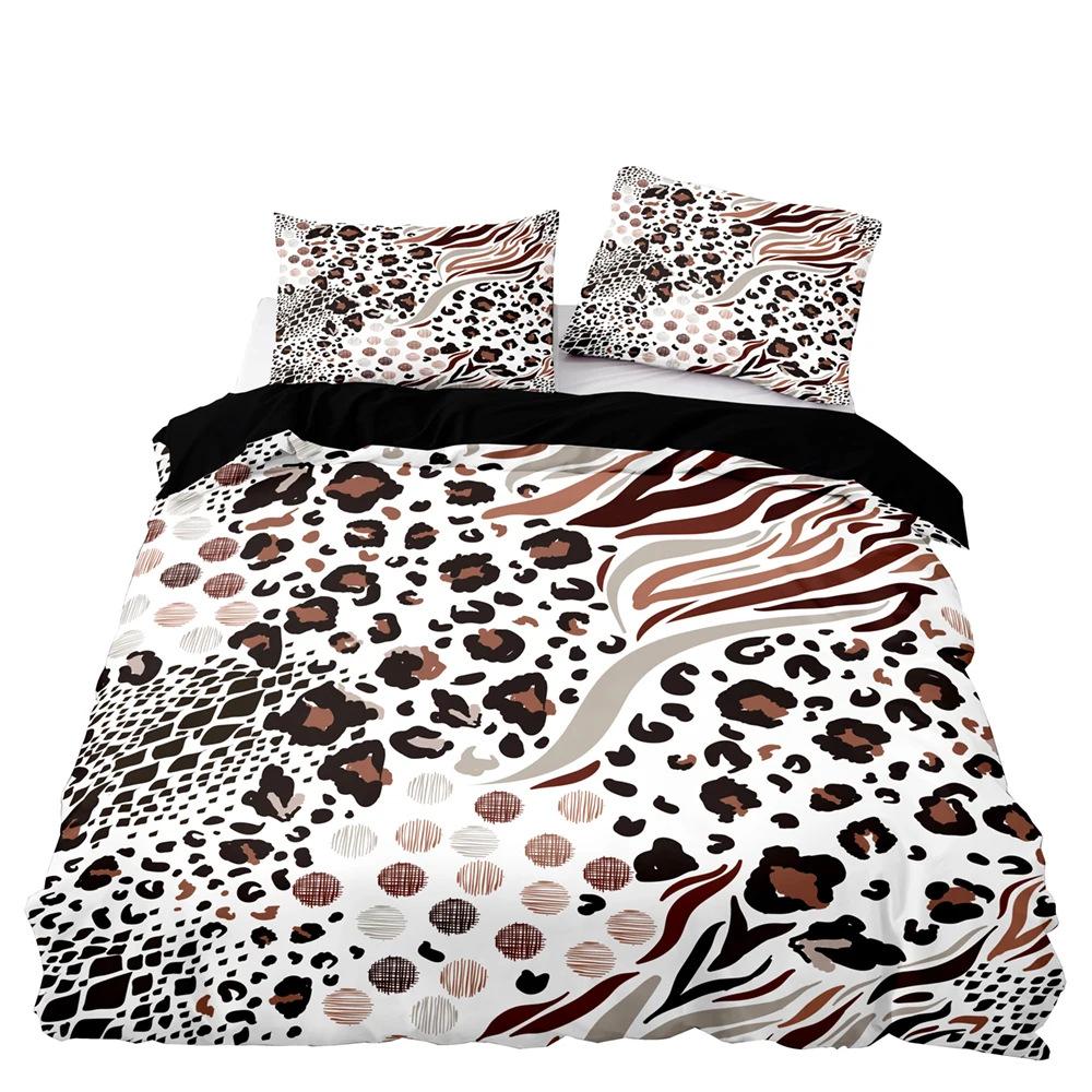 Three-Piece Bedding Set, Pink Leopard Print Microfiber.