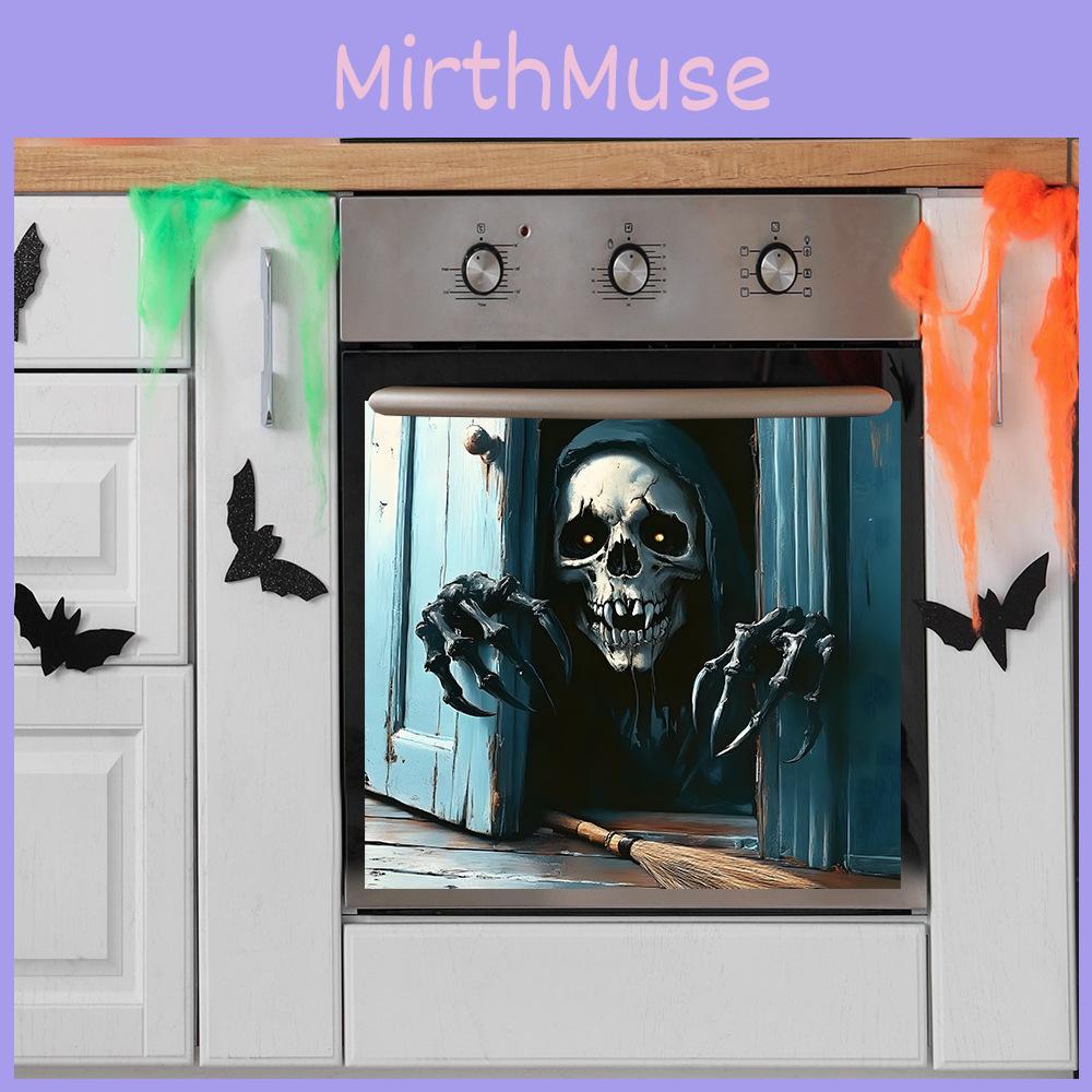 Smile Halloween Skeleton Open Door Glass Cabinet Kitchen Home Stickers Decor