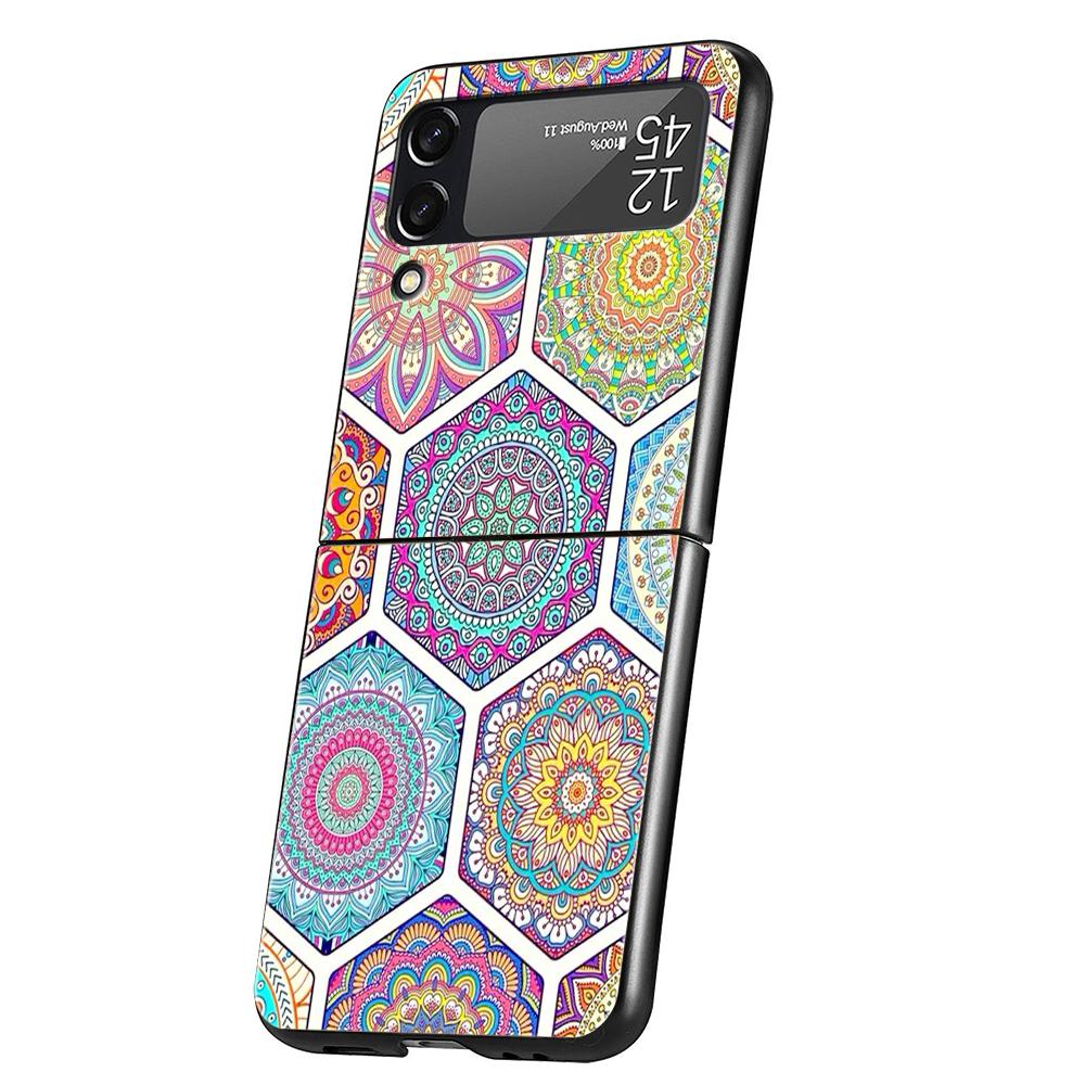 

Indian Pattern Mandala Hard PC Phone Case For Samsung Galaxy Z Flip 7 6 5 4 Black Cover For Galaxy Z Flip 3 Foldable Capas Coque Z Flip 7