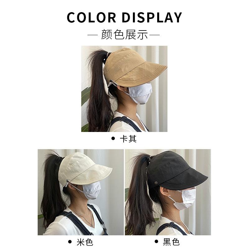 Hat Women'S Summer Splicing Empty Top Sunscreen Hat Big Head Circumference Bucket Hat Cap Breathable Quick Drying Sun Hat