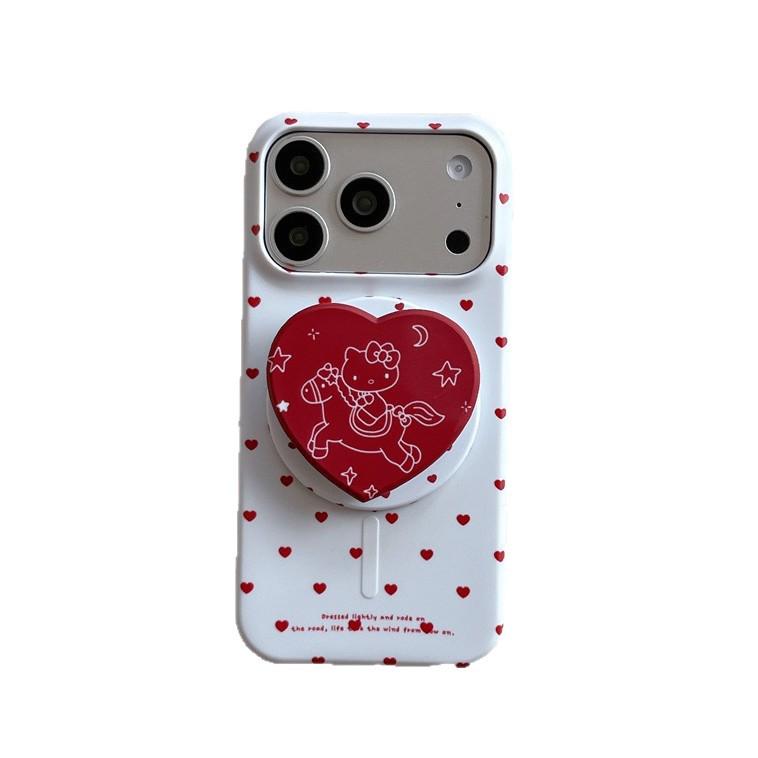 KT Magnetic Bracket Horse Riding Heart Phone Case for iPhone 17 Pro Max/Apple 16/15 Pro