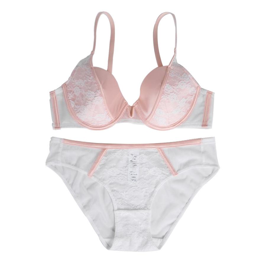 New sexy embroidered underwear women's splicing lace comfortable soft steel ring bra gather top support bra