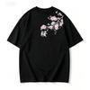 Summer Unisex Cherry Blossom Pattern Japanese Style Loosetee Shirt Suitable For Daily Wear Material Trendy Versatile