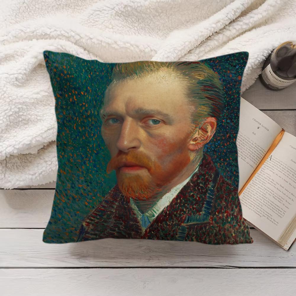 Van Gogh Original Print Cushion Cover Silky Short Plush Invisible Zipper Dustproof Sofa Pillow Case For Home Decor
