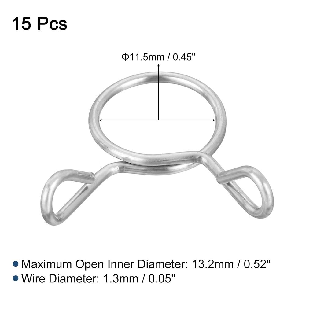 uxcell 15pcs Fuel Line Hose Tube Spring Clips 11.5mm Inner Diameter 304 Stainless Steel