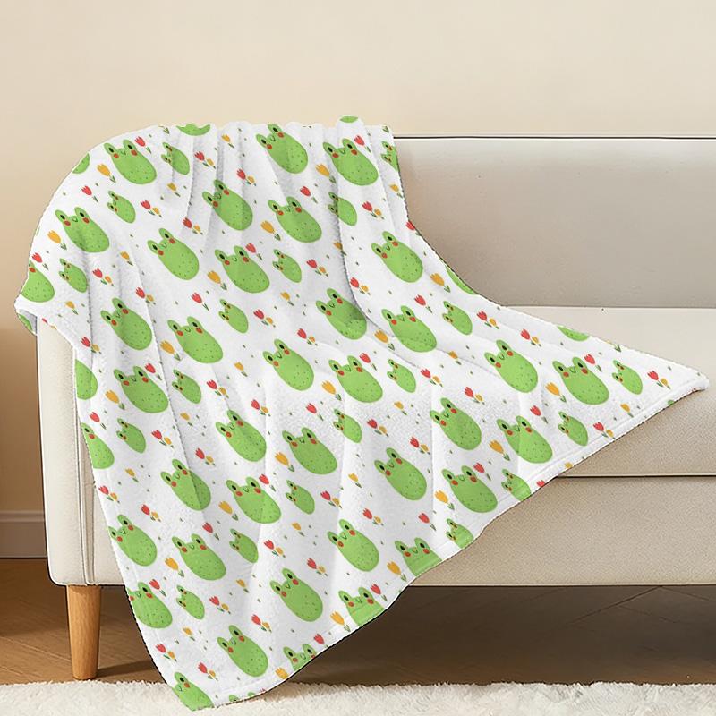 Frog Series Flannel Fleece Blanket – Soft, Machine Washable Cozy Throw for Home, Couch, Office Napping, Perfect for Halloween & Christmas