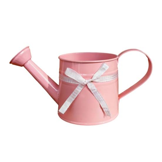 1L Mini-Gießkanne mit Schleifenverzierung Vintage Ergonomischer Griff Robuster Metall-Innen-Außen-Gartenpflanzen Blumen-Gießkanne