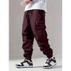 Men Drawstring Elastic Waist Zipper Pocket Cargo Pants Ankle Cuffed Jogger Casual Street Trousers