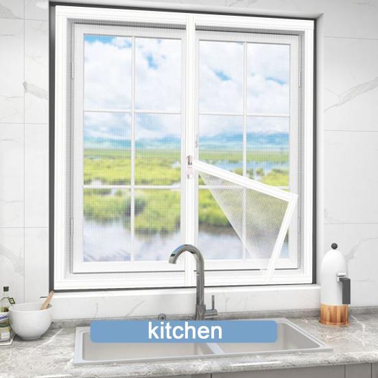 

Набір для заміни віконної сітки Захист від комарів Дизайн на липучці Легко встановити Універсальний розмір Зроби сам Регульована сітчаста віконна сітка 100x150cm чорний