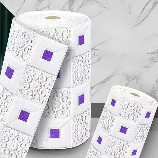 1/2/3/5/10m 3D Ceiling Pannel Wall Stickers Self Adhesive Foam Home Decoration DIY PVC Wallpaper Living Room Kids Bedroom