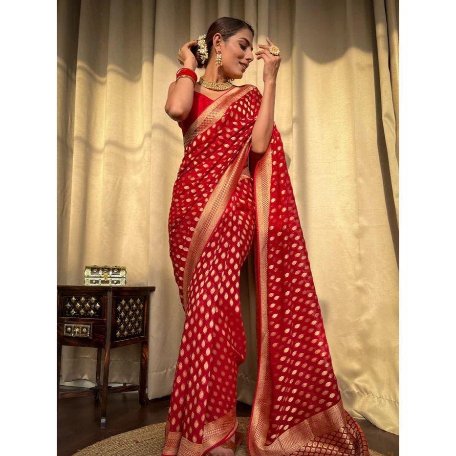 Stylish Unick Weeding Wear and Party Wear Saree for Women ,Blouse (Need To Be Stitched As Per Size And Fit)