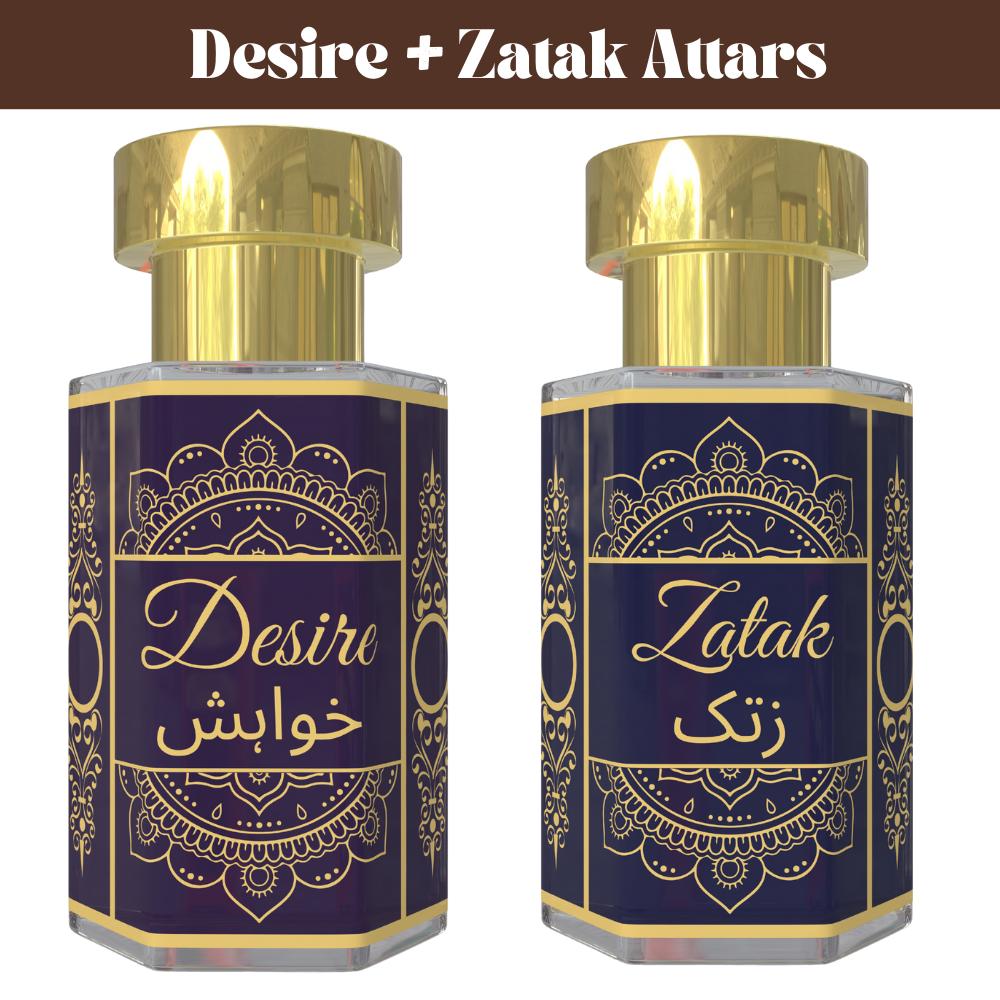 Комбо аттаров Desire и Zatak Теплые восточные и свежие ароматические масла Безспиртовой унисекс набор парфюмерии с роллером 2 x 6 мл Pack 6ml 635₽