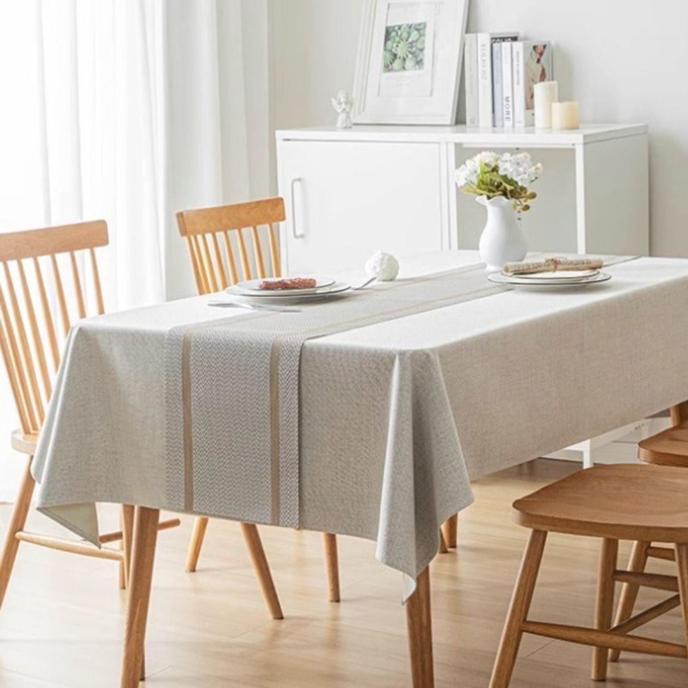 Practical Waterproof PVC Table Runner Anti Slip Oil-resistant Table Cover Stain-resistant Anti-scalding Desk Cover Living Room
