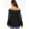 2022 New One Word Neck Casual Long Sleeve Chiffon Shirt Top