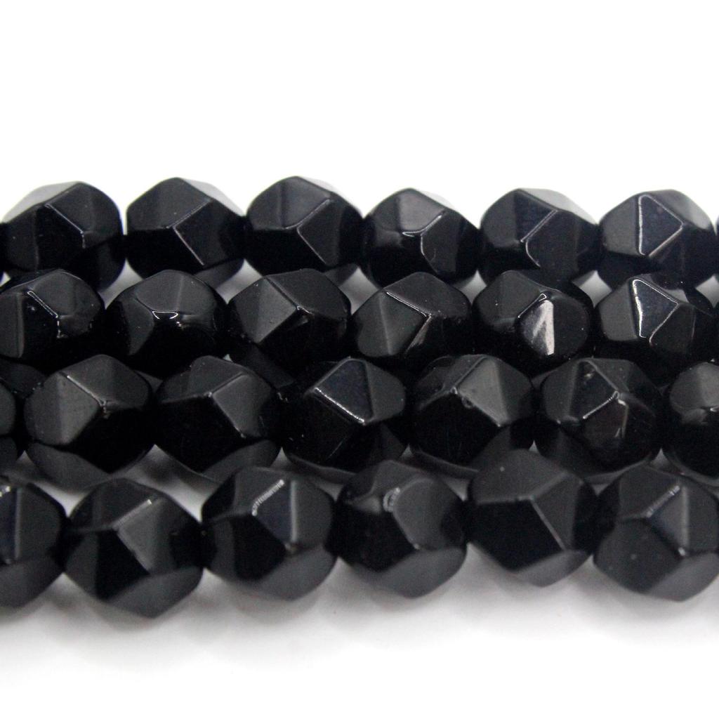 Wide Face Black Agate Cutting Glass Beads for DIY Jewelry and Bracelet Making