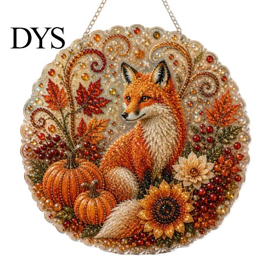 Window Hanging Art Autumn Diamond Painting Pendant, Acrylic Ornament, Decorative Craft for Outdoor Porch Decor Harvest Festival, Fall Theme