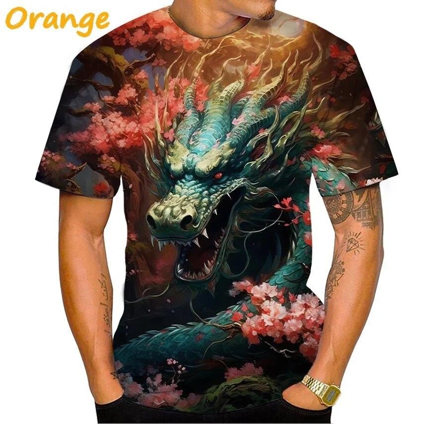 Cool Fashion Dragon 3D Printing T Shirt Casual Cartoon Anime Short Sleeve Tee