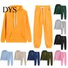 Women Casual Sports Suit 2 Pcs/Set Hoodie Pants Solid Color Plush Long Sleeves Thick Kangaroo Pocket And Leggings Top Elastic Waist Ankle-banded