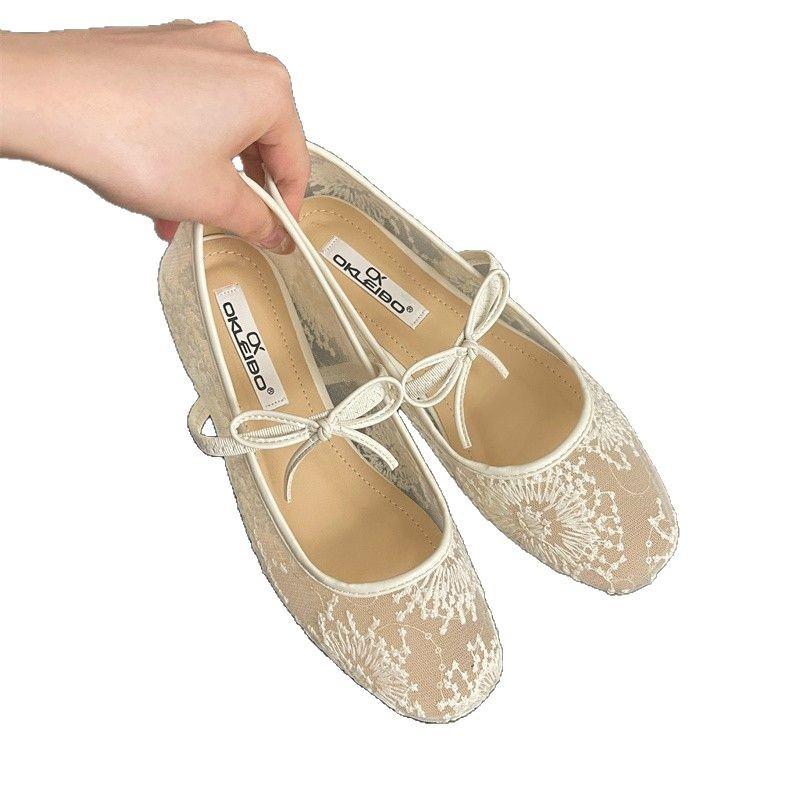 Inner height increase bow fairy single shoes women's shoes 2025 new spring mesh breathable shallow mouth Mary Jane shoes