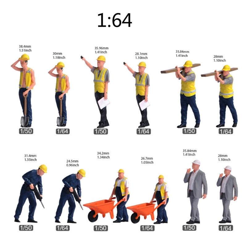 Professional Craft Construction Team Figures 1:64 Scale Resin Art Accessories For Model Railroad And Displays