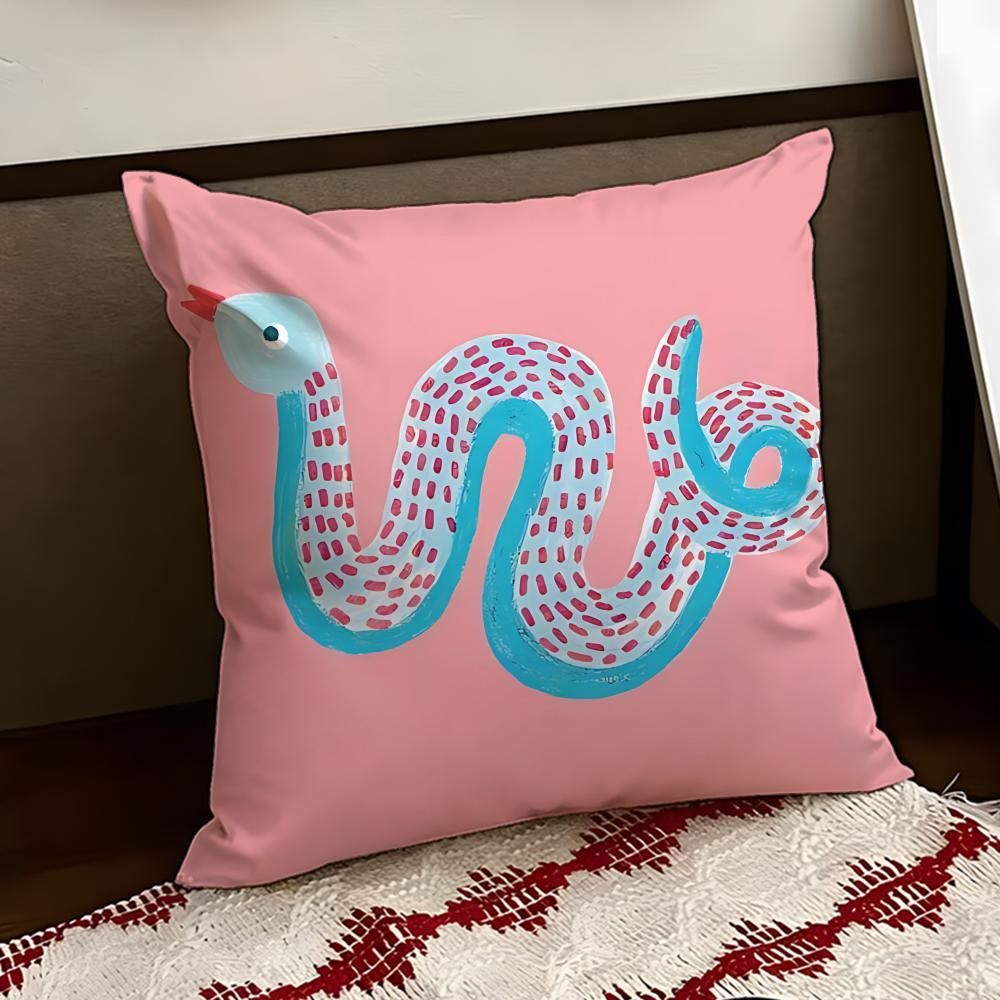 Scribbled Graffiti Snake Cushion Cover Reversible Soft Durable Pillow Cover Home Car MultiScene Use for Daily Comfort