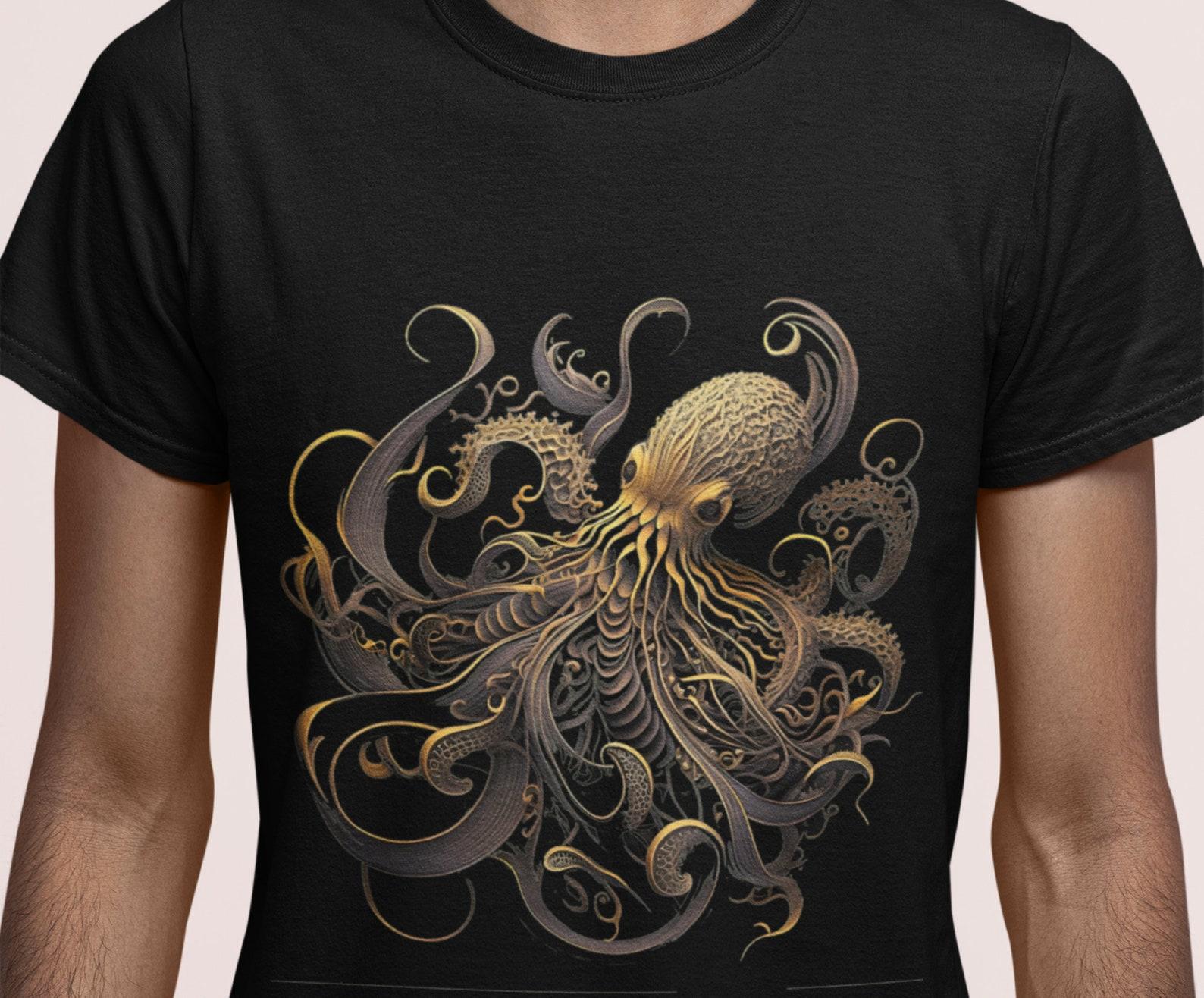 Golden Octopus T-Shirt: Unisex Marine Life Tee 4XL