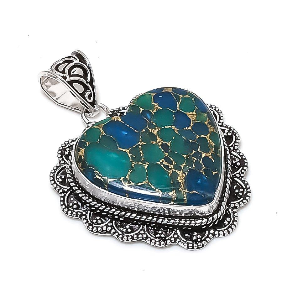 Натуральный медно-зеленый турмалин 925 пробы серебро Ювелирный кулон 2,01  ETC-14054