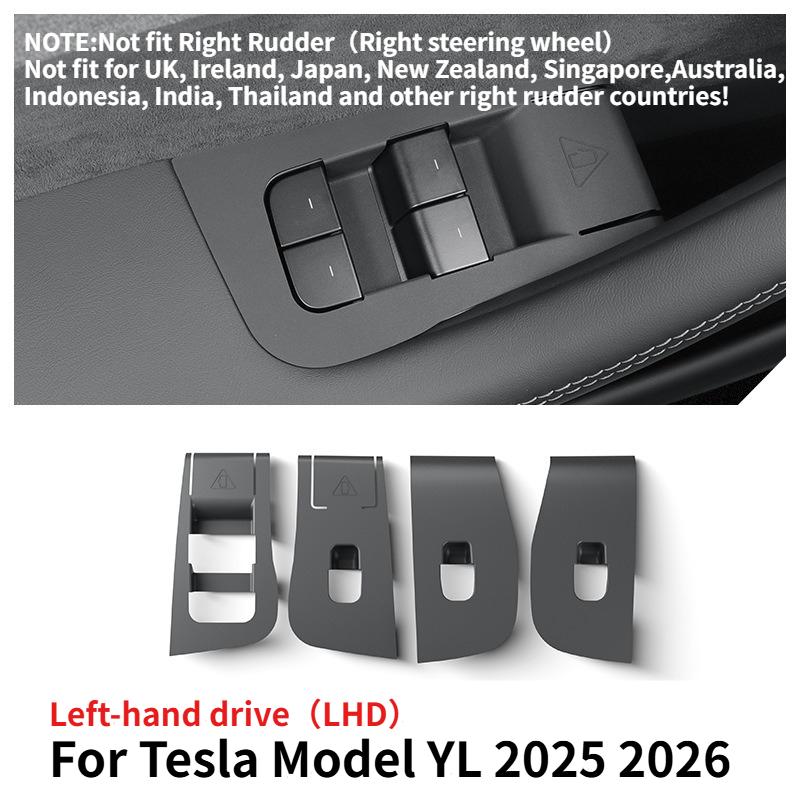 For Tesla Model YL 2025 2026 Only Fit Left Rudder Car Glass Lift Switch Panel Door Armrest Lift Control Trim Cover Accessories