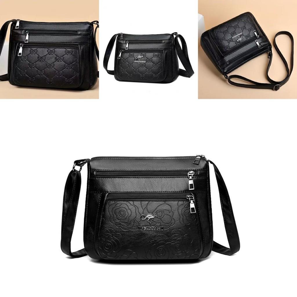 Pu Leather Middle Aged Womens Shoulder Bag With Zipper Pocket For Daily Use