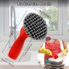 Cast Iron Scrubber with Silicone Handle Kitchen Rust Pot Pans Cleaning Brush Rust Remover Stubborn Stain Metal