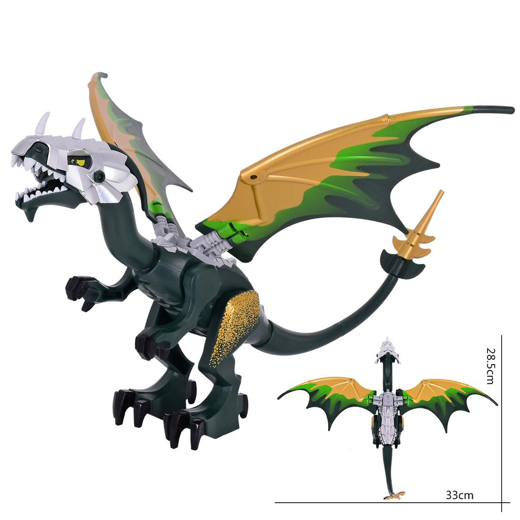 MOC Creative Medieval Dragon and Dinosaur Figures - Movable Wings Knight Compatible Bricks - Ninja Building Blocks Toys for Kids Gift