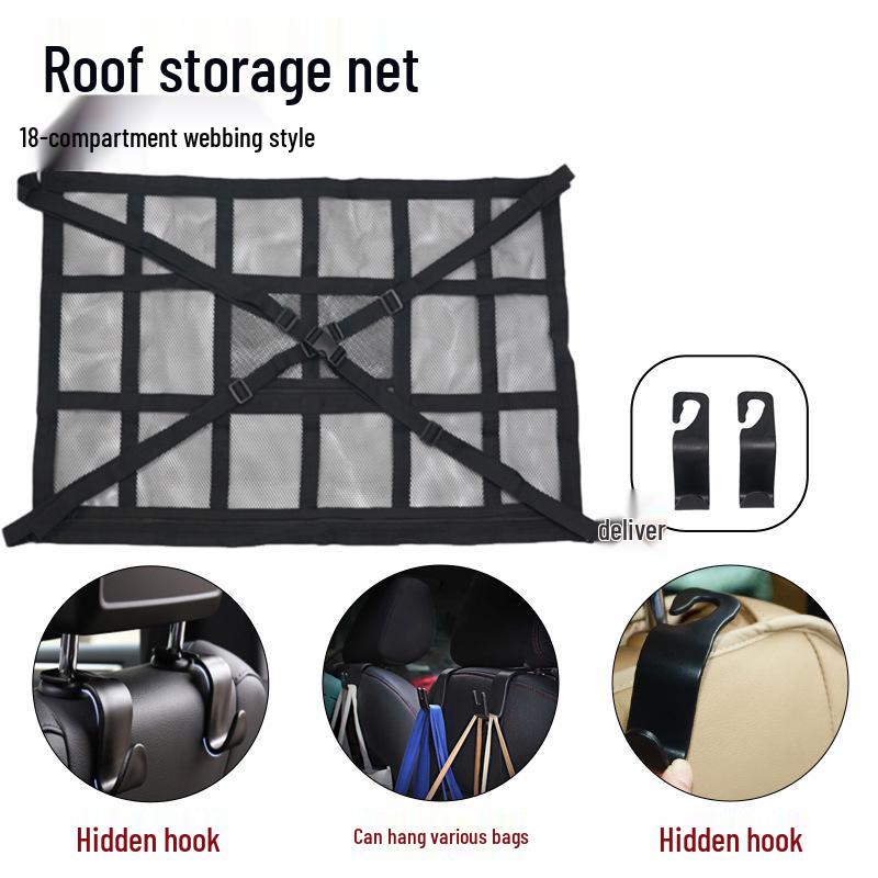 Car Roof Storage Net: Top Organizer & Mesh Pocket for Accessories