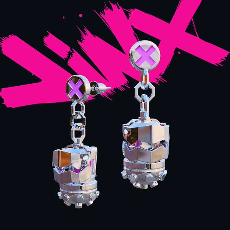 Arcane Jinx Earrings Anime Cosplay Prop For Women Jinx Figure Weapon Jewelry Hip Hop Punk Personality Earring Party Jewelry Gift