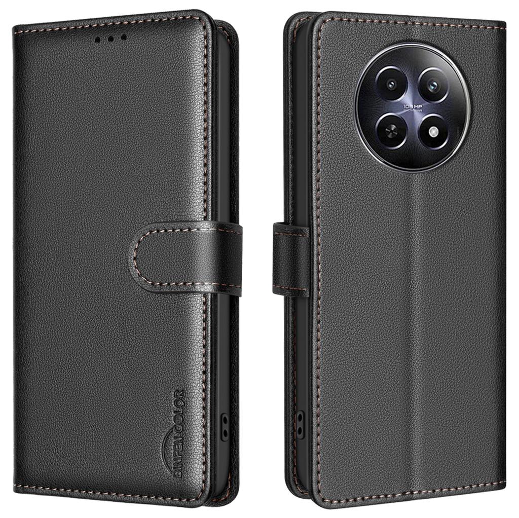 BINFEN COLOR BF32 For Realme 12 5G Anti-Scratch Phone Case RFID Blocking Litchi Texture Leather Cover