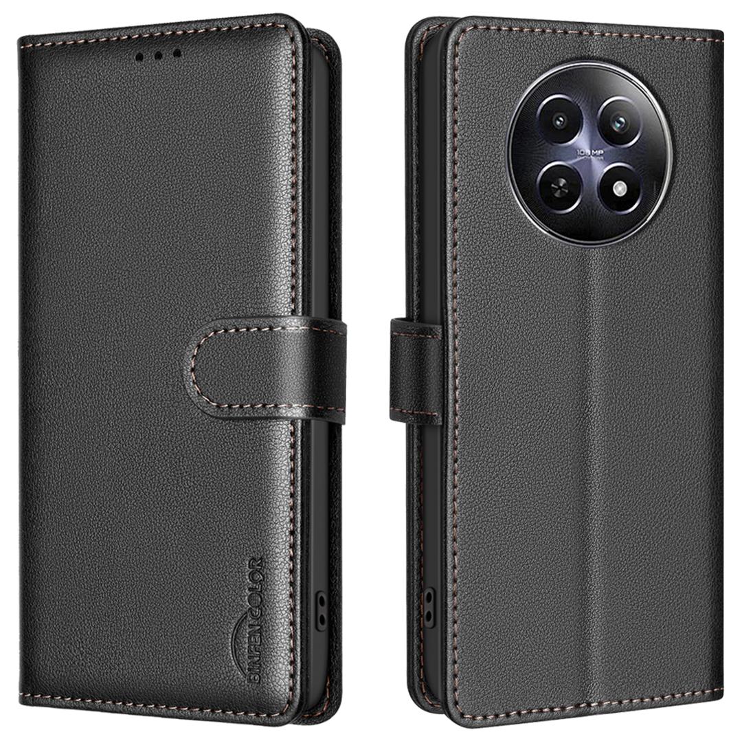 

BINFEN COLOR BF32 For Realme 12 5G Anti-Scratch Phone Case RFID Blocking Litchi Texture Leather Cover Black