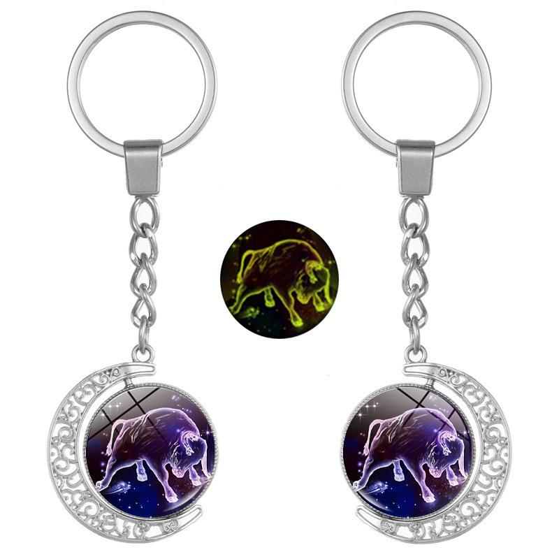 Double-Sided Luminous Zodiac Keychain Pendant for Backpacks – Couple Gift Accessory