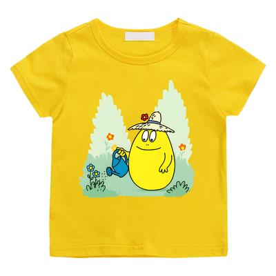 Camisetas de Verano Cómodas Barbapapa Estilo Nuevo Estampado de Dibujos Animados Lindo Camisetas 100% algodón Niños Cuello Redondo Manga Corta Tops Suaves Camiseta de Anime