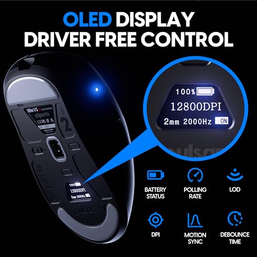 Pulsar Gaming Gears Xlite V3 eS Medium Kabellose Gaming-Maus, ultraleicht, 65 g, 1 ms, 26000 DPI, optischer Sensor, PAW3395, inländisches Originalprodukt