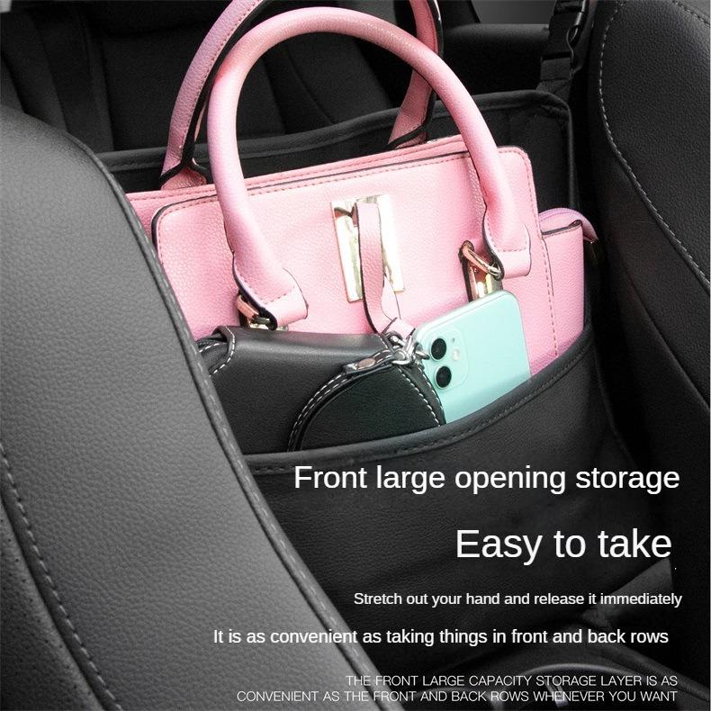 Car Storage Bag Center Console Armrest Box Multi-functional Isolation Bag Seat Back Bag Nappa Leather Car Storage Mesh Bag