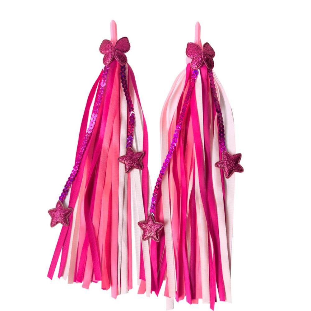 1pair Colorful Bike Tassels Ribbon Style Scooter Tassels Sparkly Handlebar Streamers  Scooter
