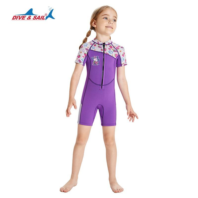 Kids Wetsuit Snorkeling Swimming Diving Surfing Jellyfish Protection Warm Full Body Suit In Purple Navy