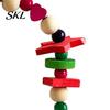 Bird Swing Toy Hanging Parrot Toy, Wooden Perch Stand for Cage, Wood Chew Beads Blocks Parakeet Cockatiel Budgie Macaws