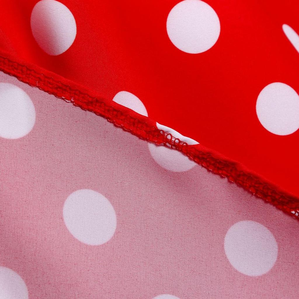 Women's Retro Travel Hem Short Sleeve Polka Dot Mid-Length Hem Dress