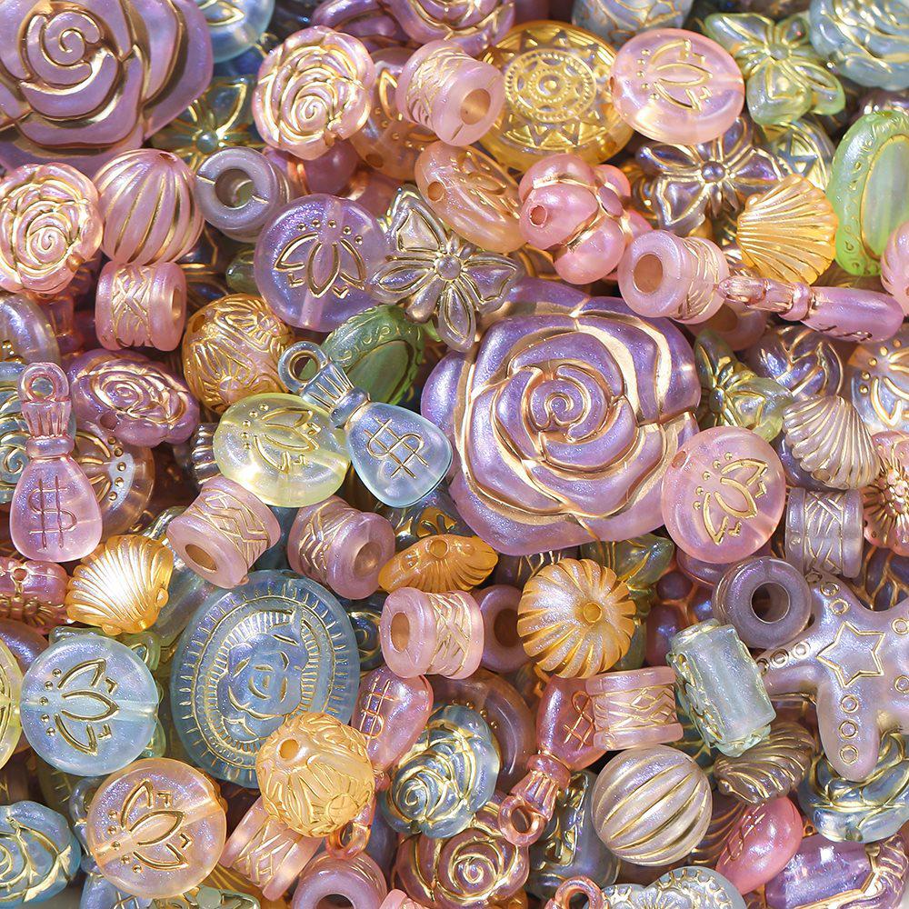 Acrylic Retro Gilded Czech Glass Beads for DIY Jewelry Making