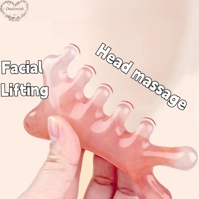 Damenkamm Massagekamm Kopfmeridiankamm Vier in Eins Tragbarer Massagekamm Gesichtsmassagegerät Schaben Kopfhautreinigung Grobzinkiger Kamm