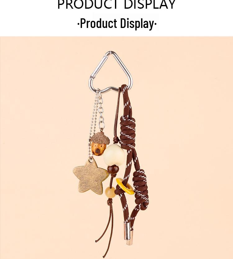 Vintage Miu Styl Přírodní Dřevěný Korálek Pletený Klíčenka Taška Přívěsek & Auto Přívěsek