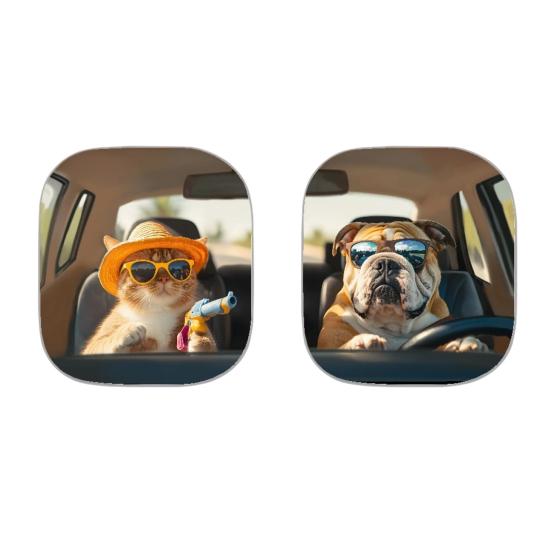 2Pcs Animal Print Car Sun Shade High-Density Aluminum Foil Windshield Sunshade Blocks UV Rays Sun Visor All-Season Protection Vehicle Sun Protector