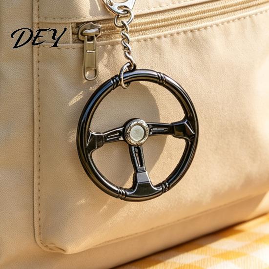 Wear Resistant Key Chain Steering Wheel Keychain for Backpacks, Metal Car Ring Holder, Decorative Handbag Charm Pendant Lovers